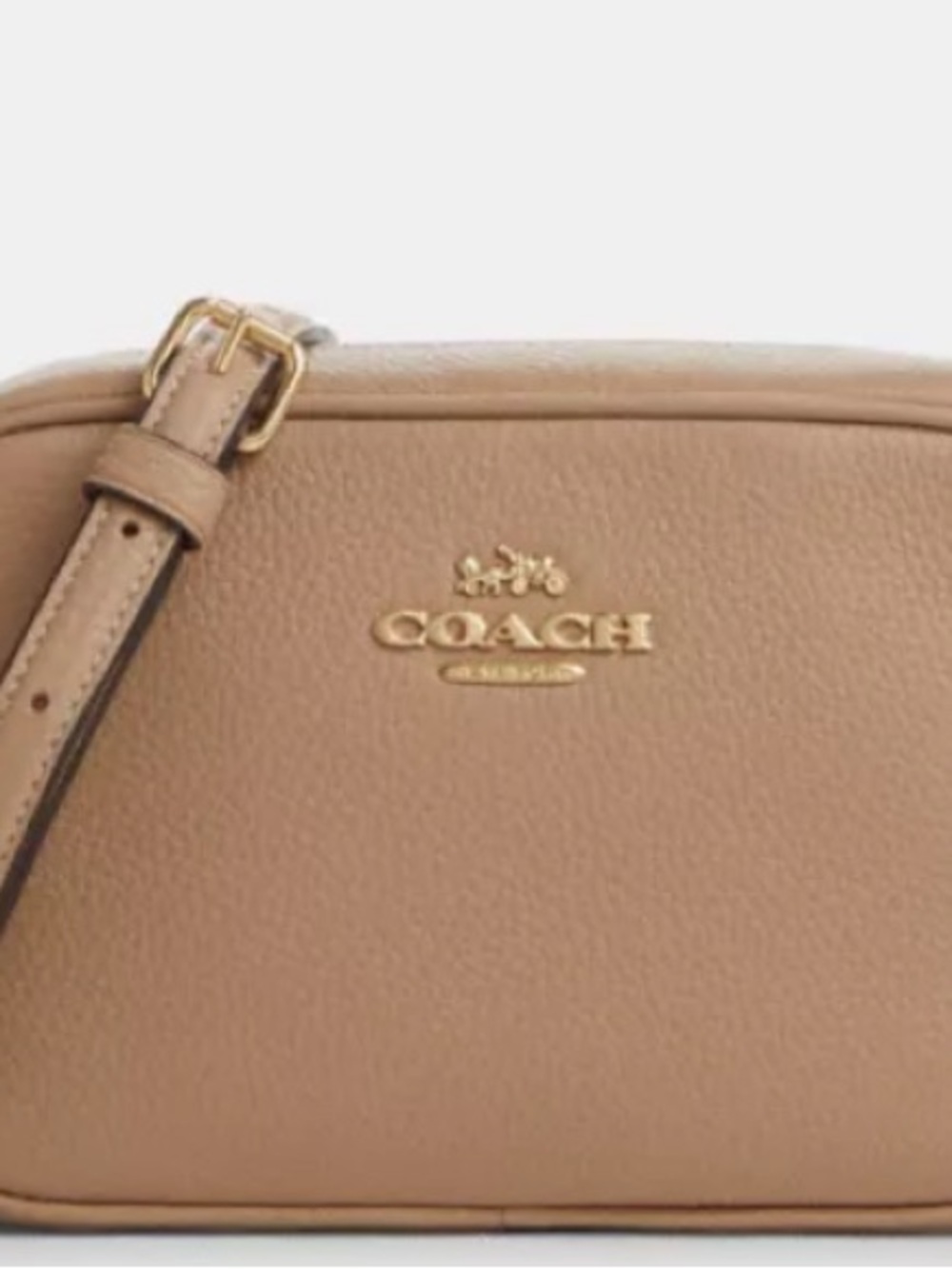 Coach Pebbled Leather Crossbody Bag in Light Tan with Gold Hardware